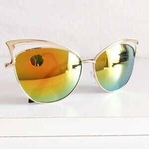 Fancy Gold Mirror Cat Eye Sunglasses